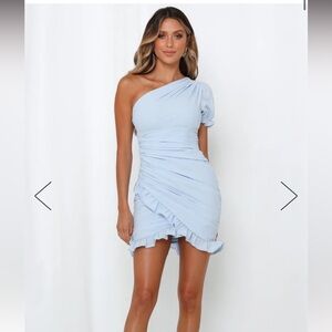 Hello Molly Not Fair on Me Mini Dress in light blue